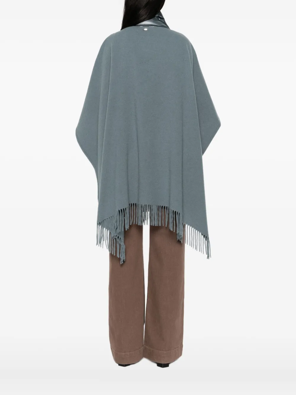 Herno quilted-pocket fringed poncho Blauw