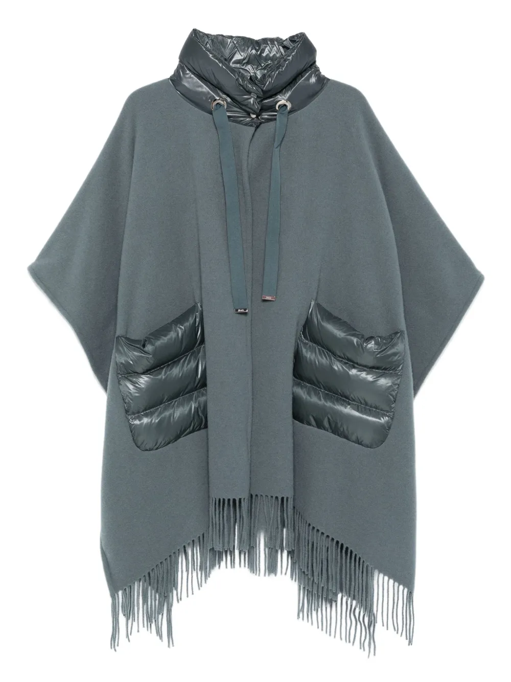 Herno quilted-pocket fringed poncho Blauw