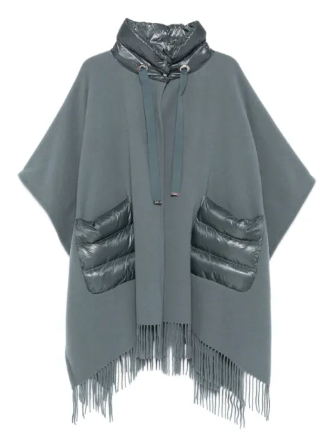 Herno quilted-pocket fringed poncho