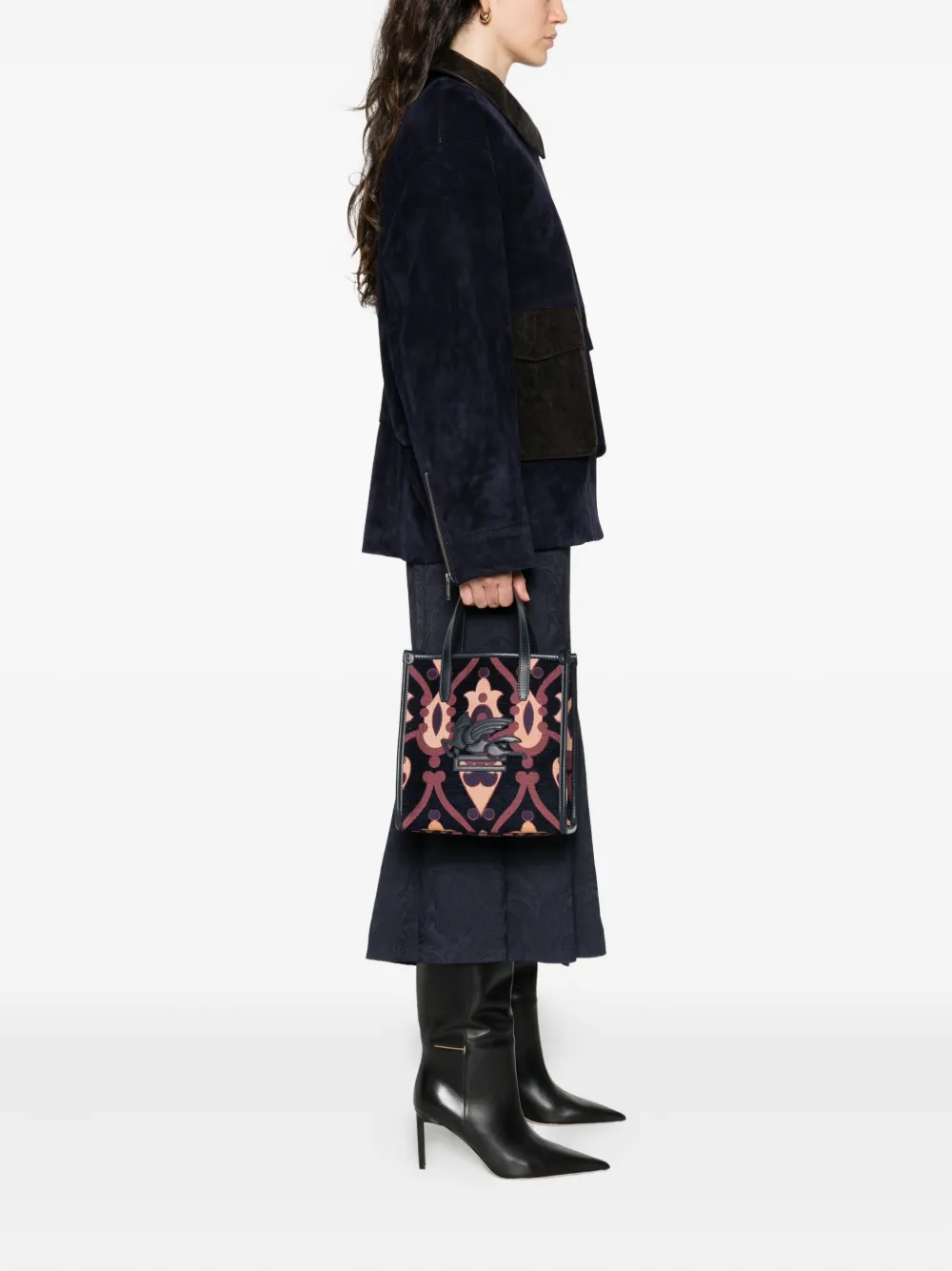 ETRO Shopper met Pegaso-patch Blauw