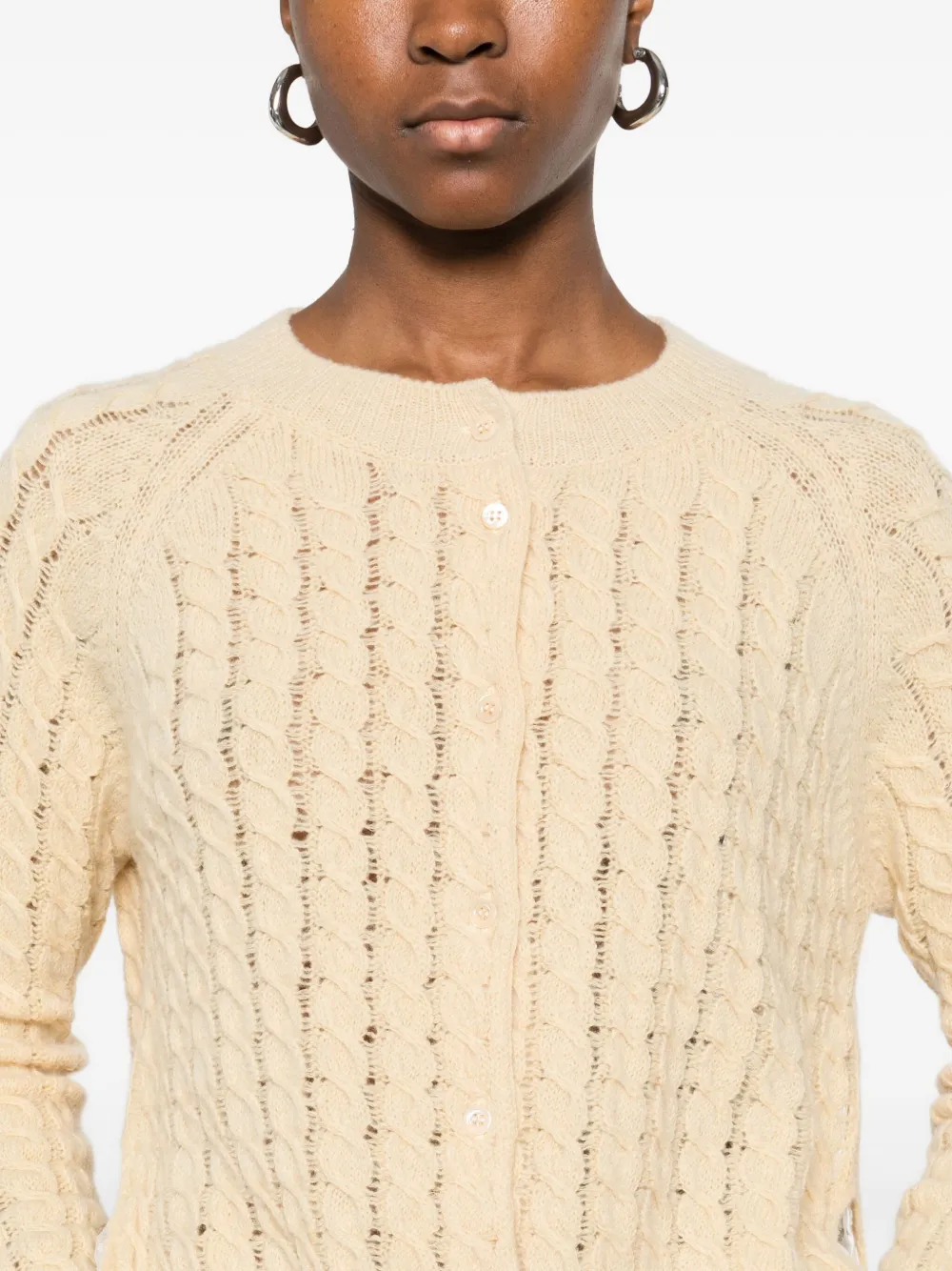 Ermanno Scervino Lace-trim Cardigan In Neutral