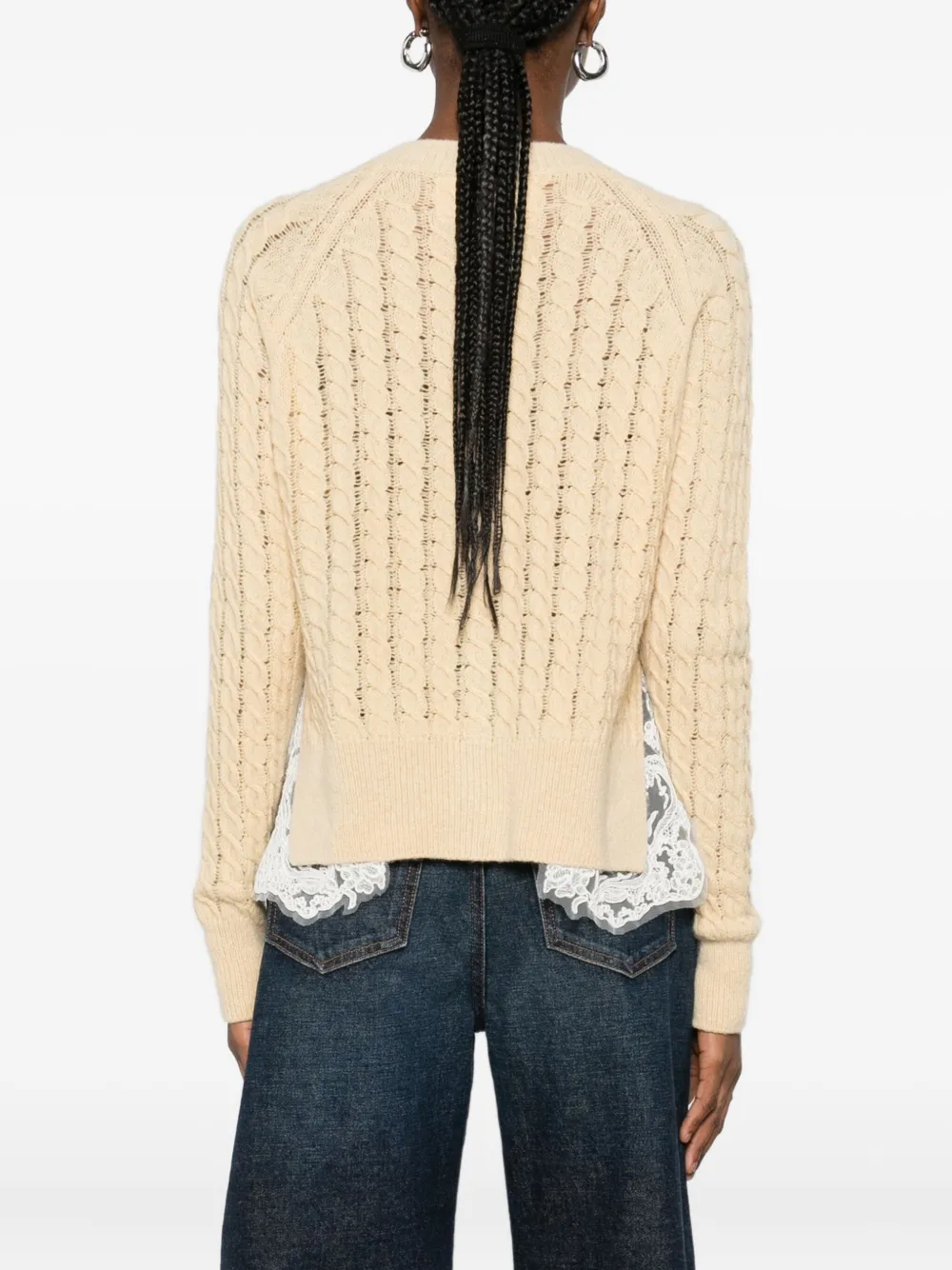 Ermanno Scervino Lace-trim Cardigan In Neutral
