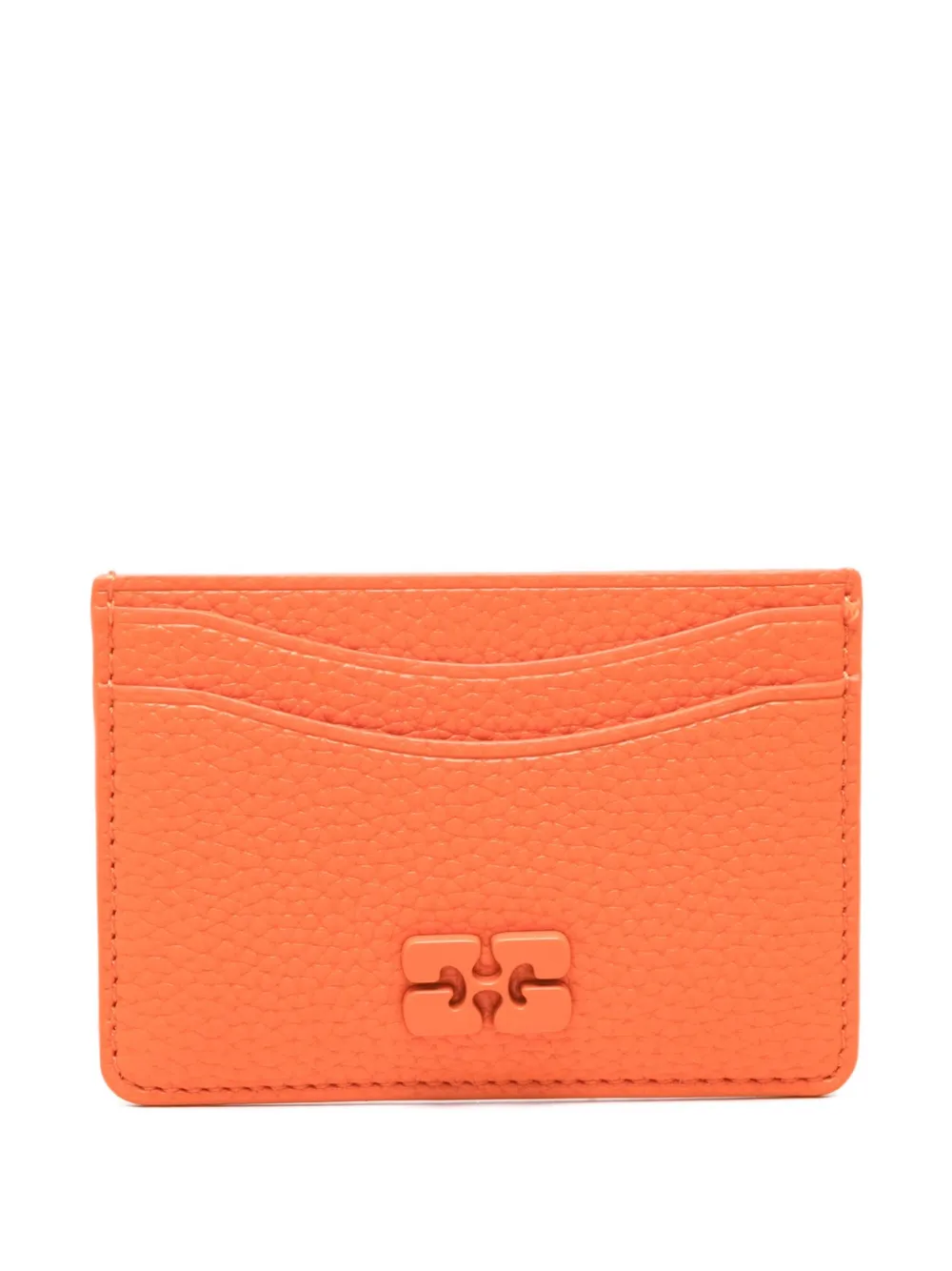 Ganni Logo-appliqué Cardholder In Orange