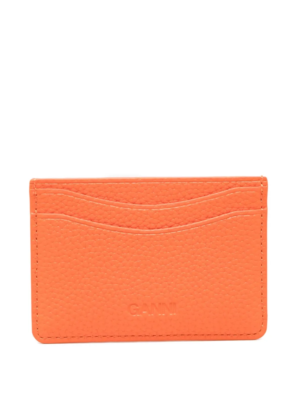 Ganni Logo-appliqué Cardholder In Orange