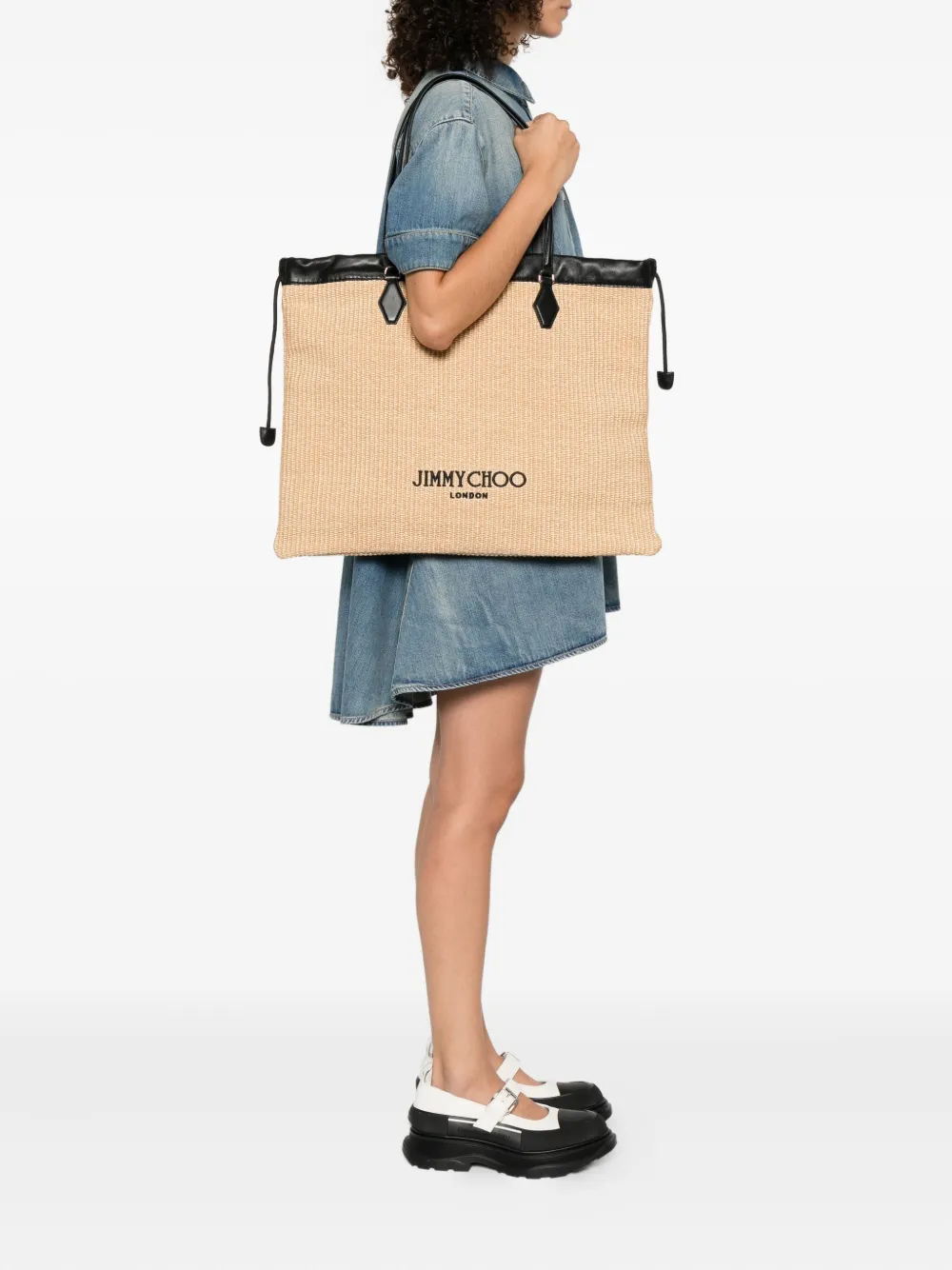Jimmy Choo Grote shopper met trekkoord Beige