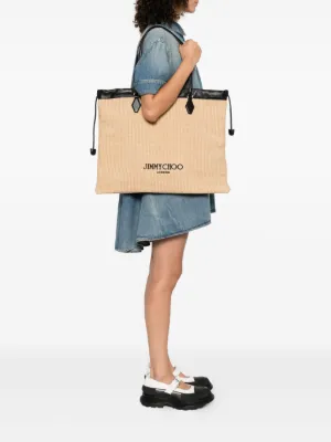 Jimmy Choo【関税送料込】E/W ラフィアビーチトートバッグ ジミー チュウ“夏の休日”着想カラフルなラフィアトートバッグ