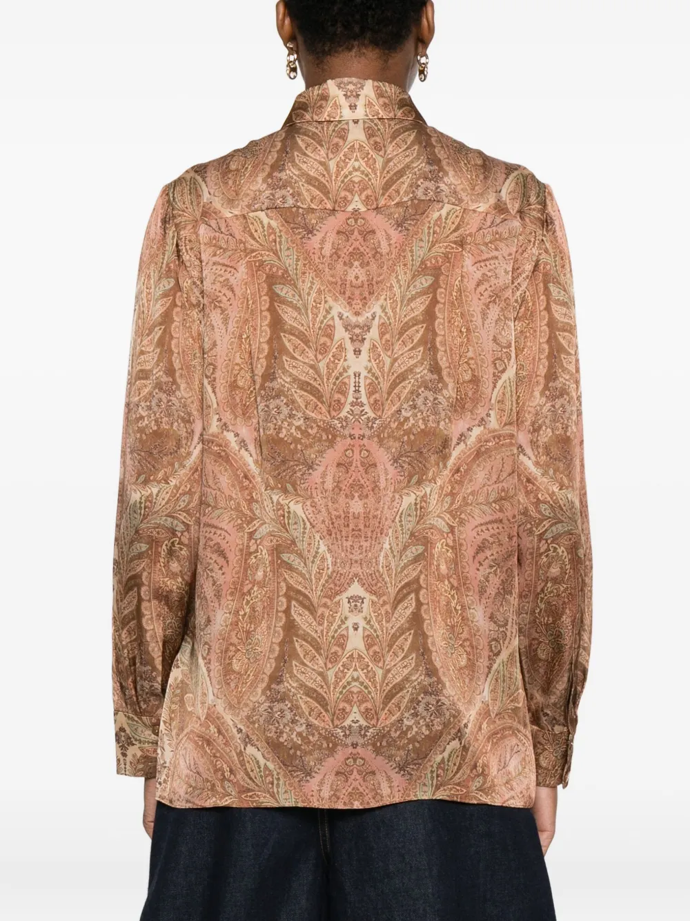 Zimmermann Cream Paisley Hypnotic Satin Shirt In Brown
