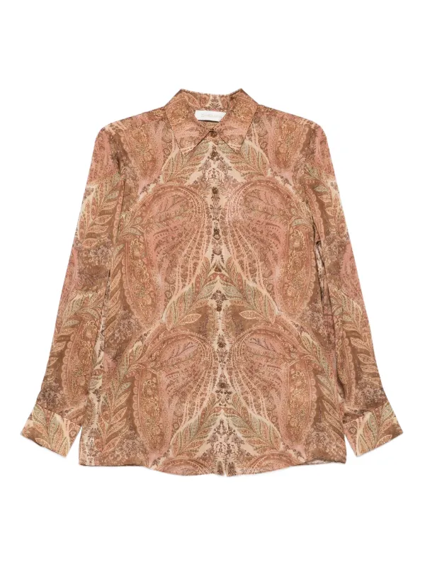 Zimmermann Paisley-print Collared Shirt in Orange