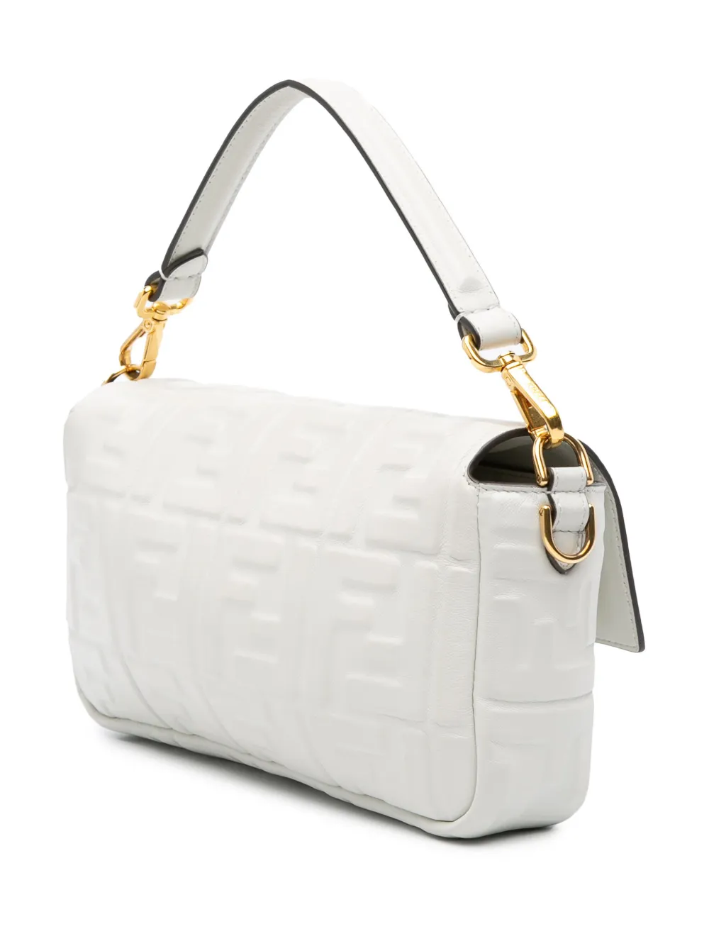 Pre-owned Fendi 2010-2024 Zucca Embossed Leather Baguette Satchel