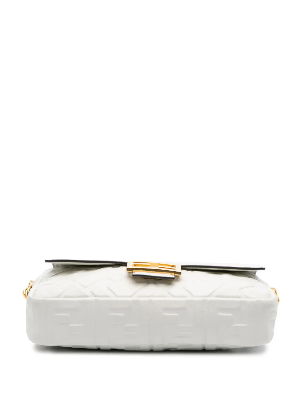 Pre-owned Fendi 2010-2024 Zucca Embossed Leather Baguette Satchel