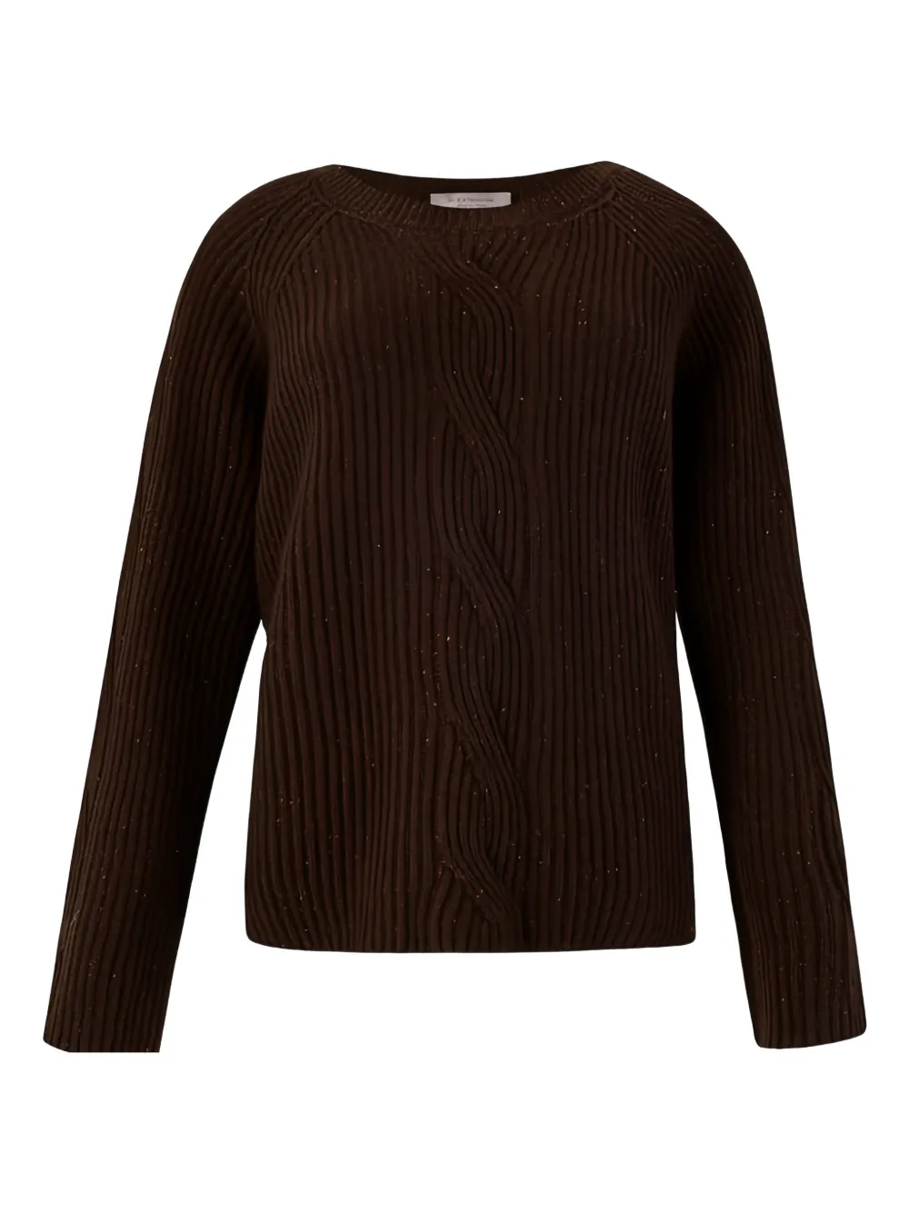 D Exterior Crew Neck Long Sleeve Sweater In Brown