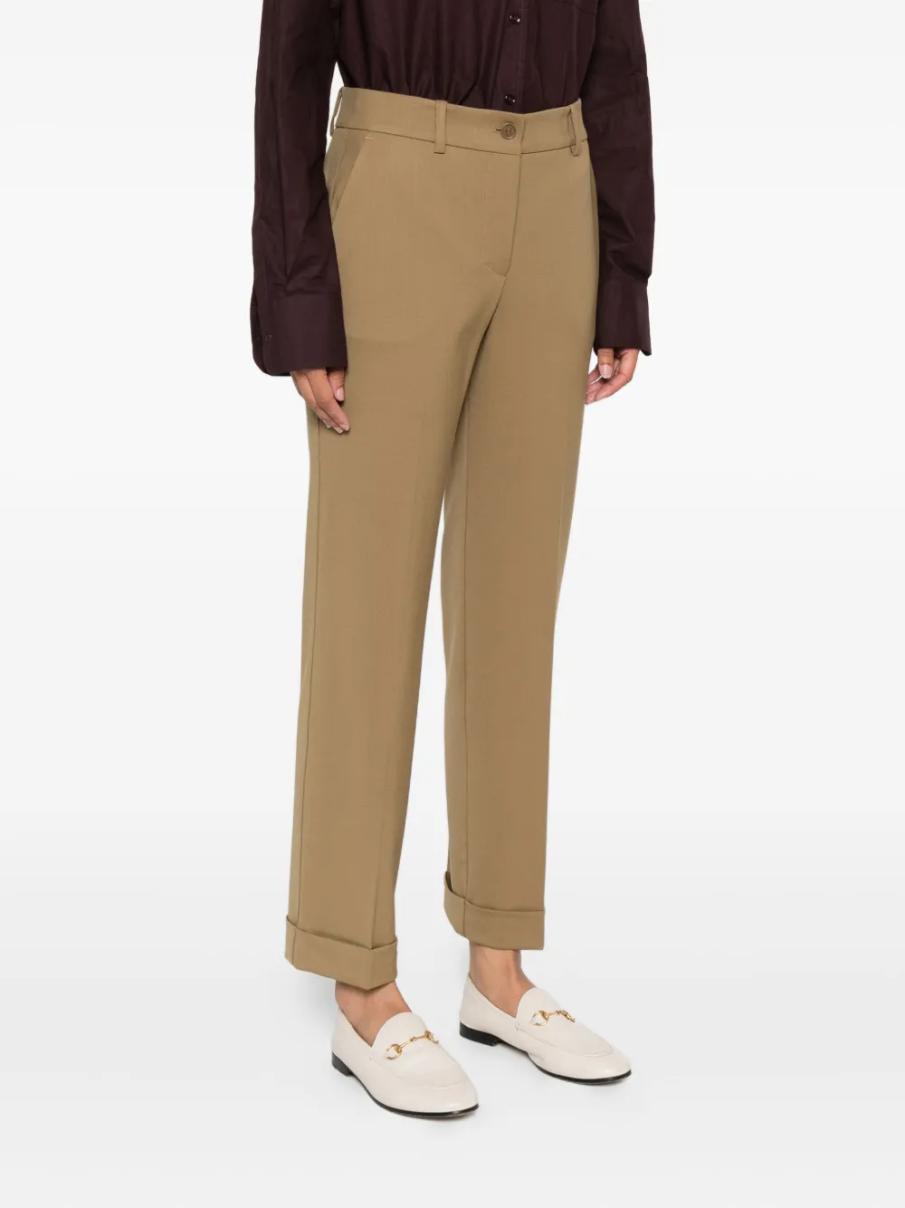 P.A.R.O.S.H. Liliuxy broek met cuffs Beige