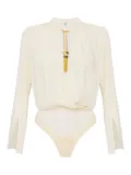 Elisabetta Franchi tassel-embellished georgette bodysuit - Neutrals
