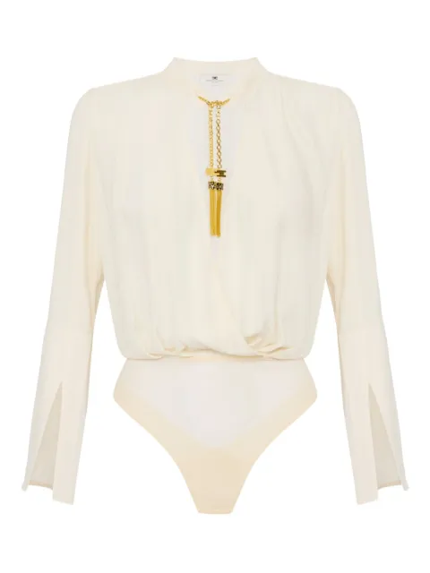 Elisabetta Franchi tassel-embellished georgette bodysuit