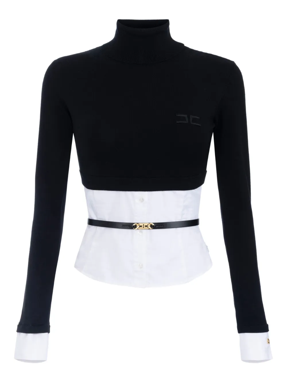 Elisabetta Franchi poplin-insert turtleneck top | Black | Image 1