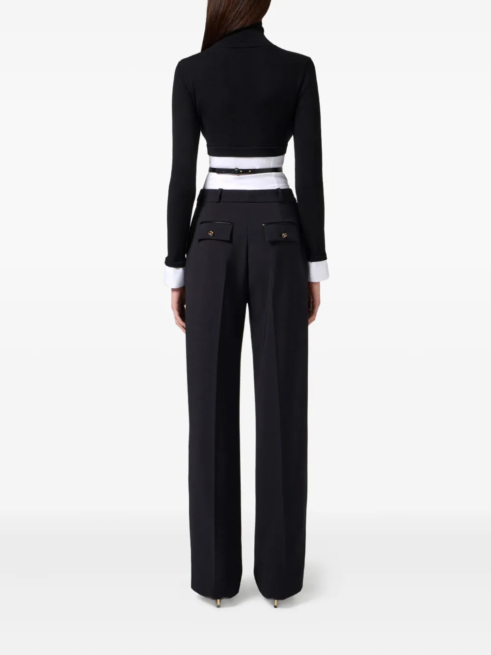 Elisabetta Franchi Top met col en popeline vlak Zwart