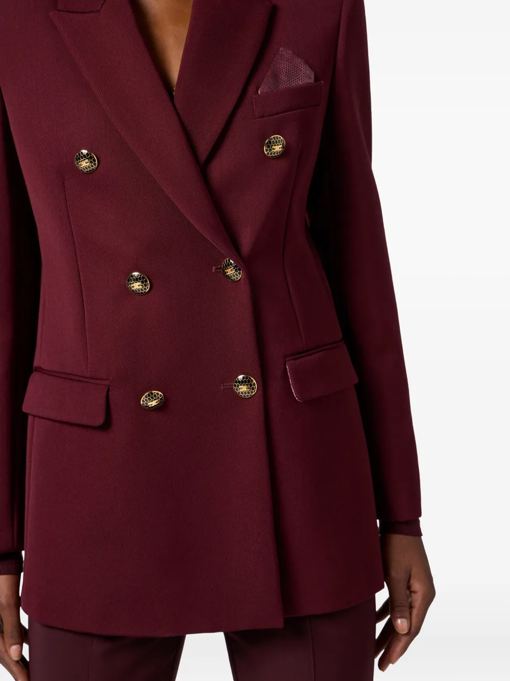 Elisabetta Franchi Jewel-button Double-breasted Jacket In Red