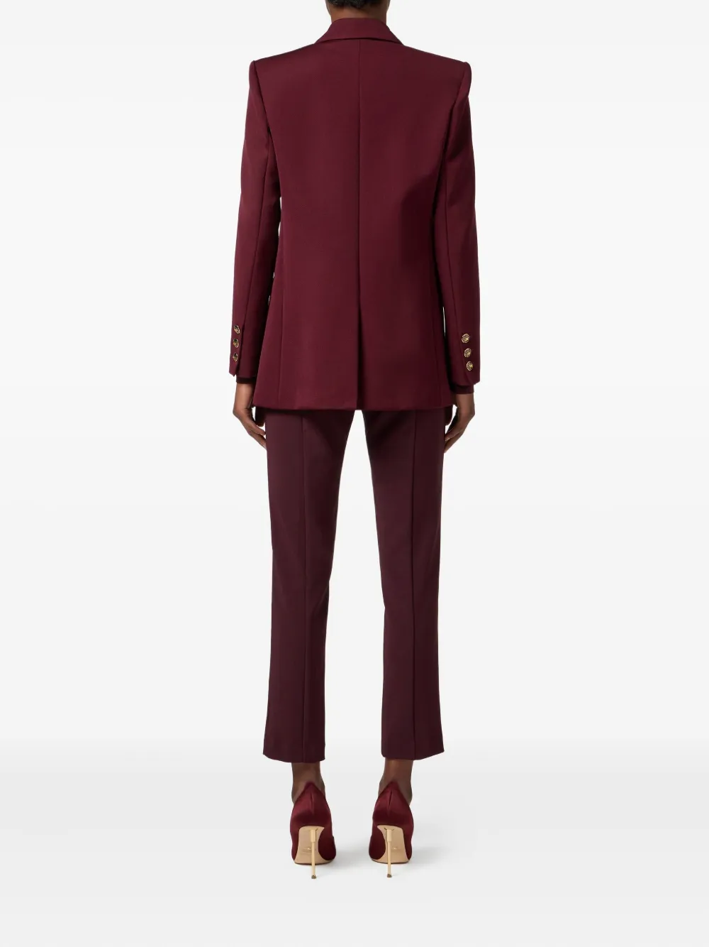 Elisabetta Franchi Jewel-button Double-breasted Jacket In Red
