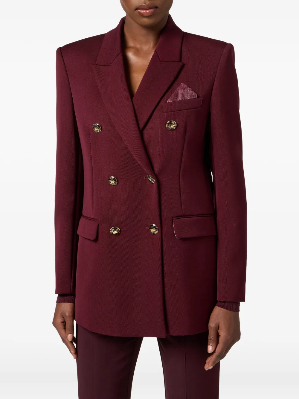 Elisabetta Franchi Jewel-button Double-breasted Jacket In Red