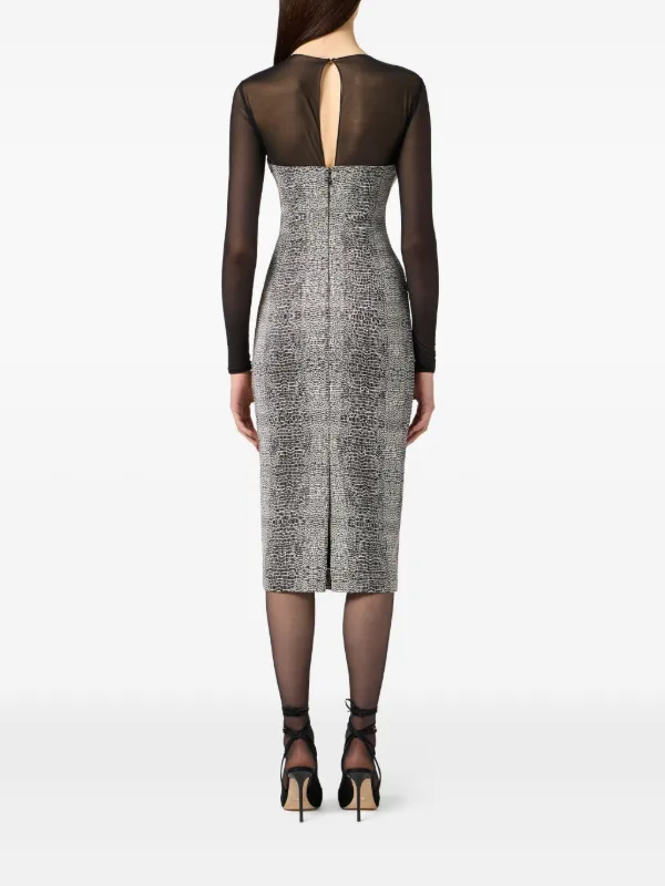 python print bodycon dress Elisabetta Franchi python-print mesh-insert Midi | Silver Fashion