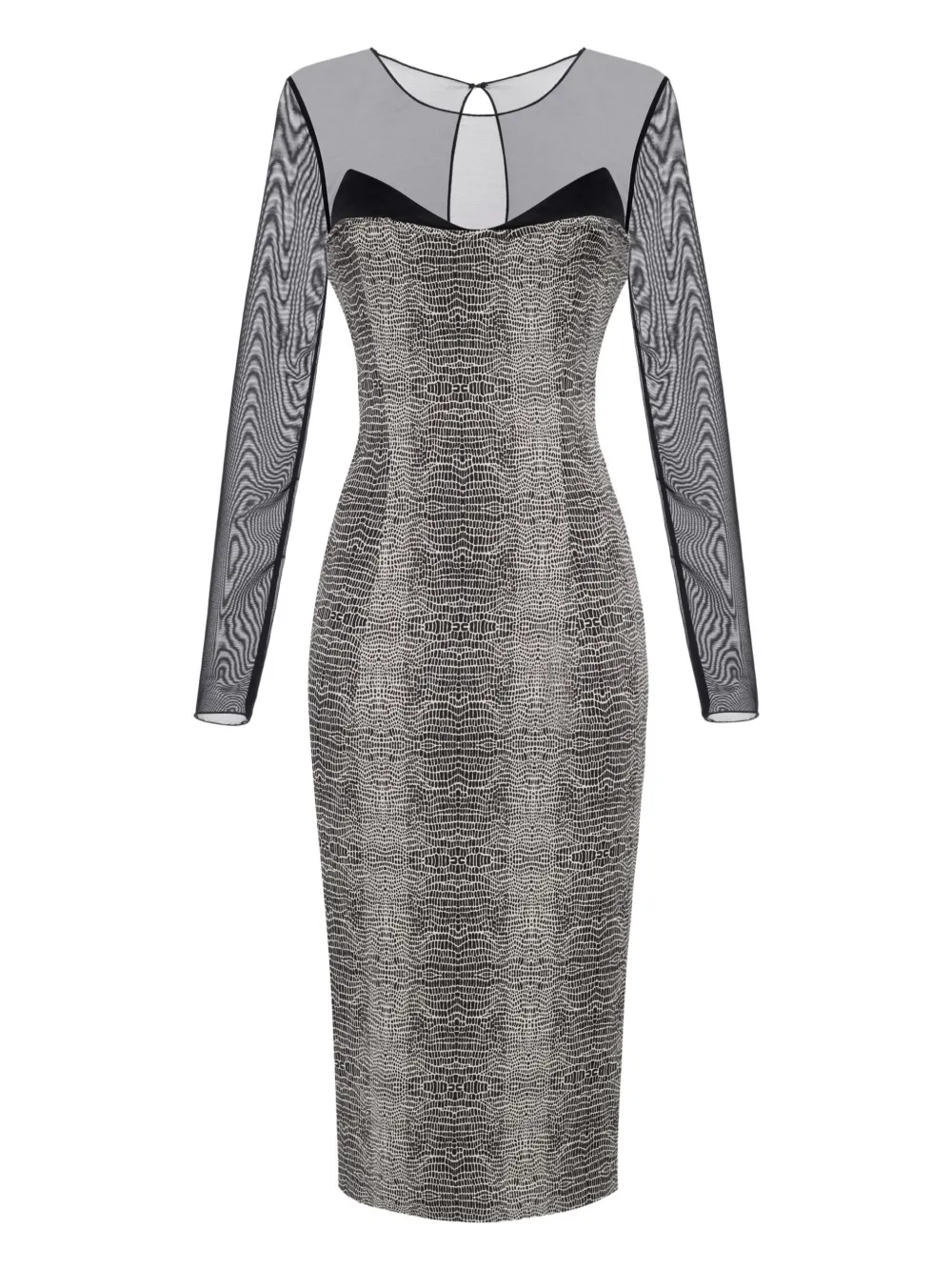 Elisabetta Franchi Python-print Mesh-insert Midi Dress In Black