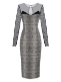 Elisabetta Franchi python-print mesh-insert midi dress - Silver