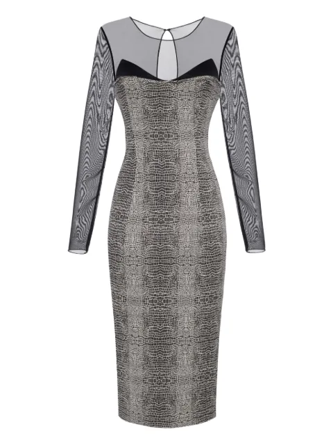 Elisabetta Franchi python-print mesh-insert midi dress