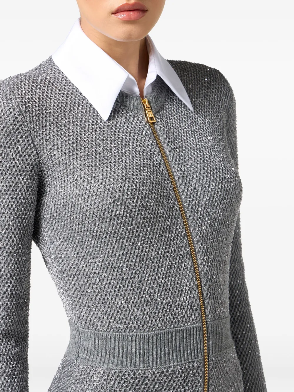 Elisabetta Franchi Gebreide jumpsuit verfraaid met pailletten Grijs