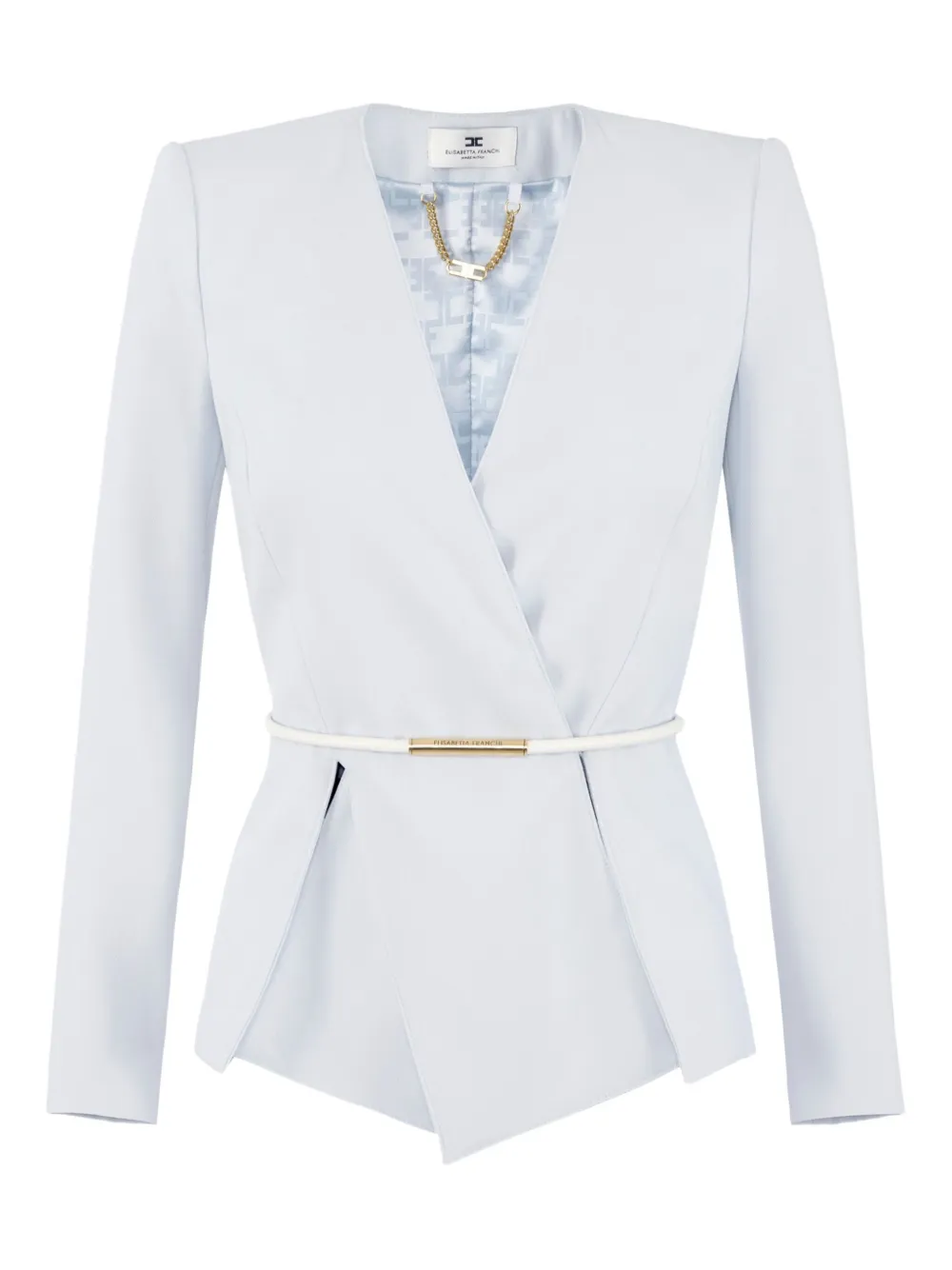 Elisabetta Franchi Wrap Belted Blazer In Blue