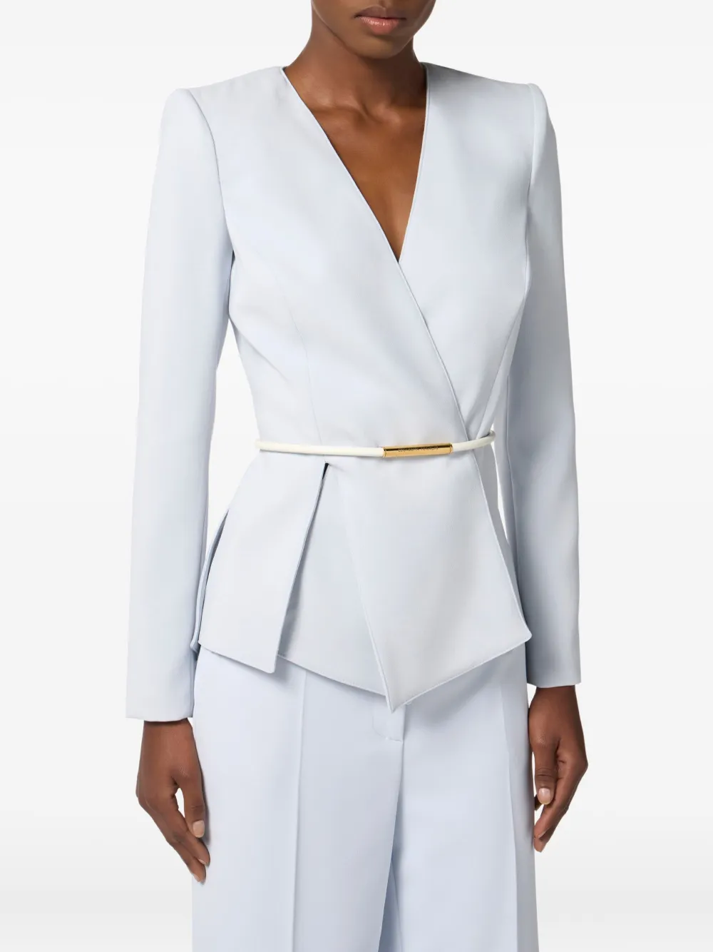 Elisabetta Franchi Wrap Belted Blazer In Blue