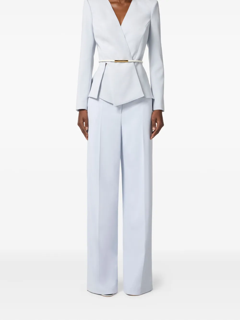 Elisabetta Franchi Wrap Belted Blazer In Blue