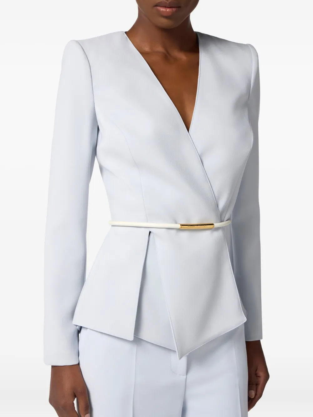 Elisabetta Franchi Wrap Belted Blazer In Blue