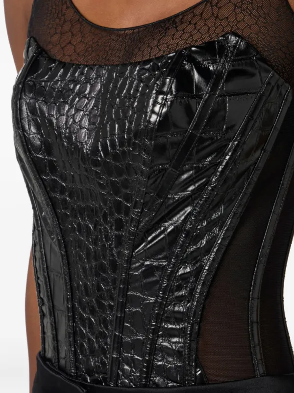【LE COQ】◆ビアリッツ メリジェーン◆BLACK◆ Elisabetta Franchi crocodile-effect Corset Top | Black