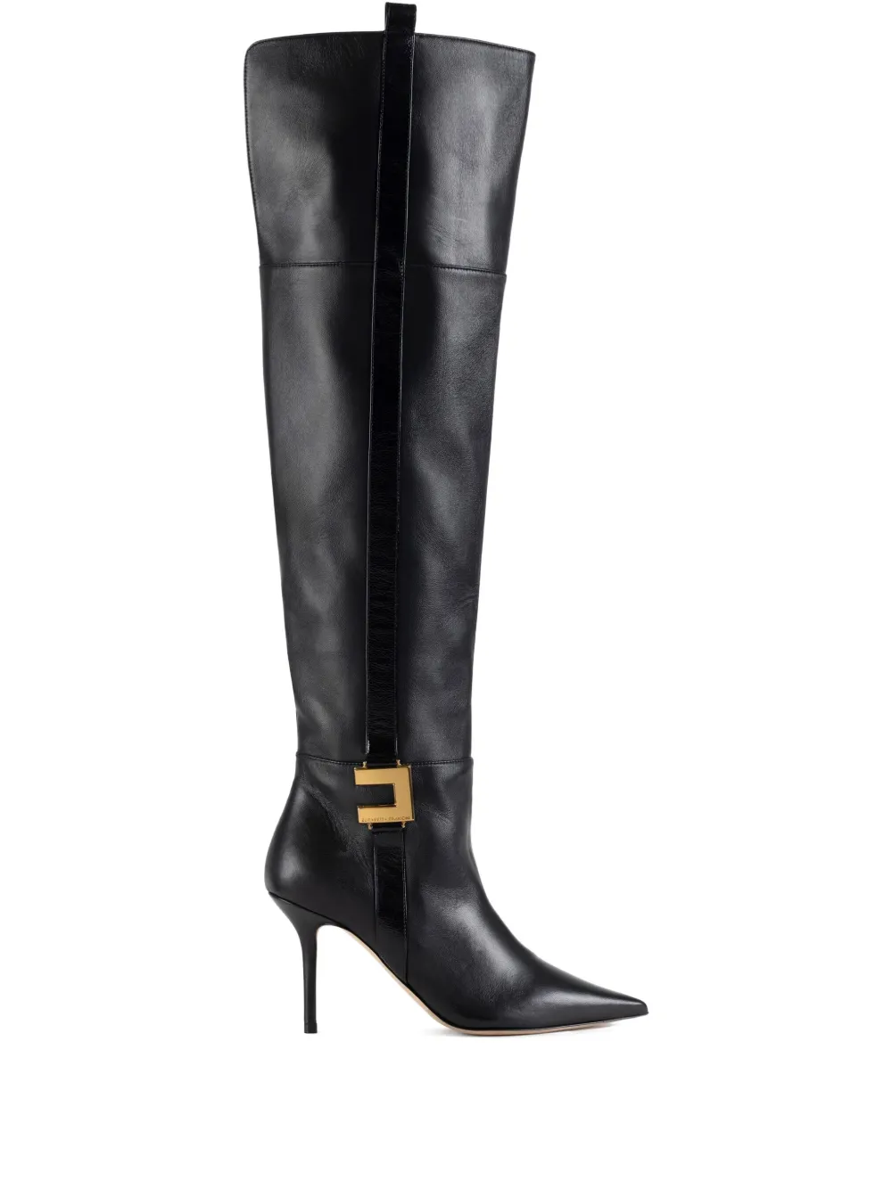 Elisabetta Franchi leather logo-plaque boots - ブラック Elisabetta Franchi leather logo-plaque boots - ブラック