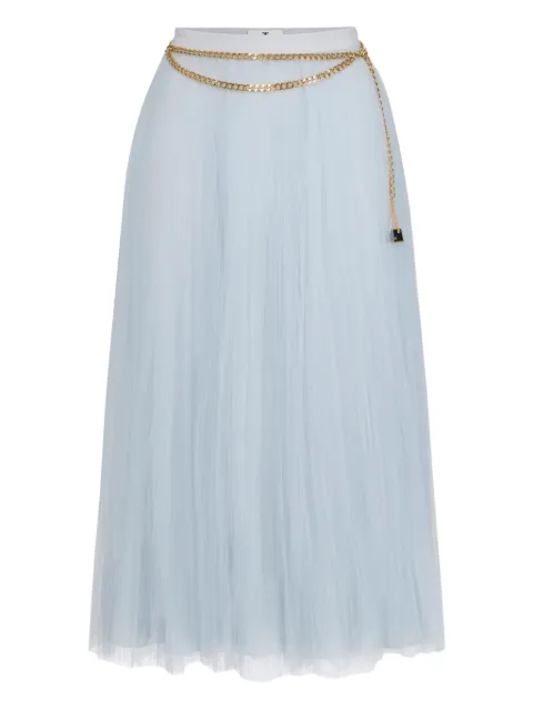 Elisabetta Franchi pleated chain-belt midi skirt