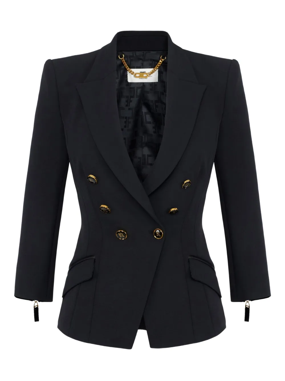 Elisabetta Franchi double-breasted gold-button jacket Zwart