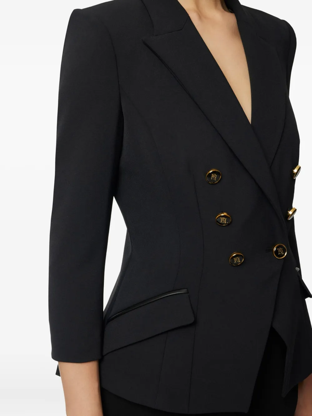 Elisabetta Franchi double-breasted gold-button jacket Zwart