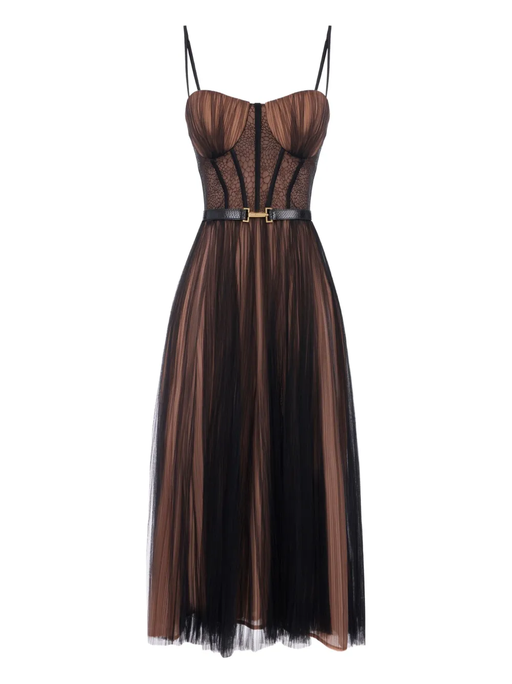 Elisabetta Franchi bustier-style pleated tulle dress | Black | Image 1
