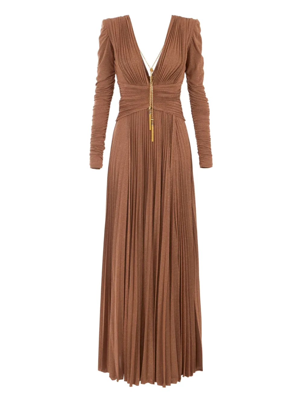 Elisabetta Franchi Geplooide maxi-jurk Bruin