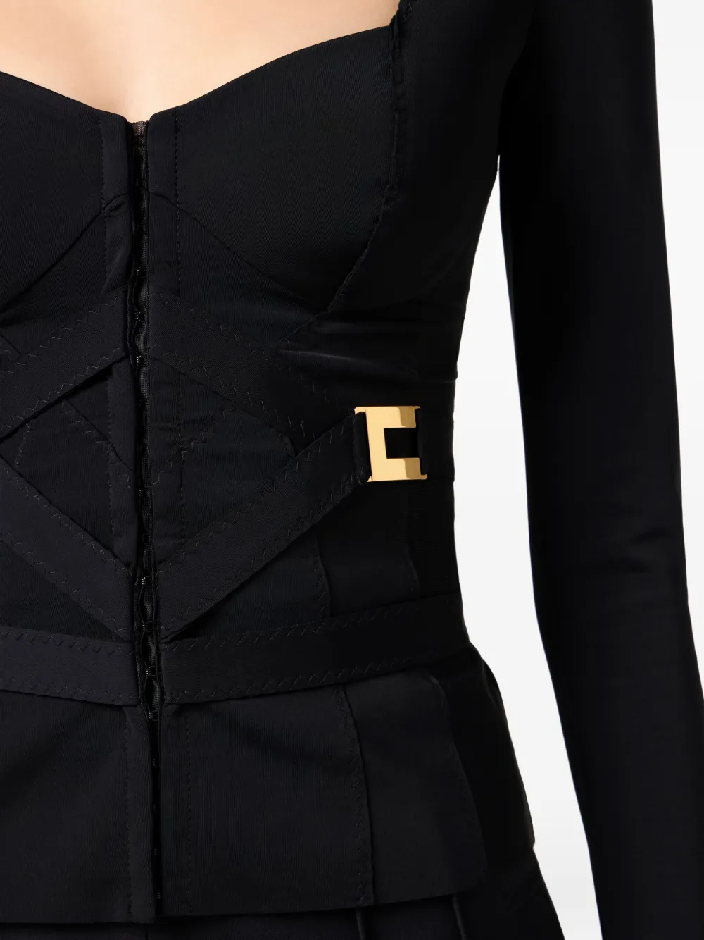 Elisabetta Franchi T-shirt met korsetdetail en lange mouwen Zwart