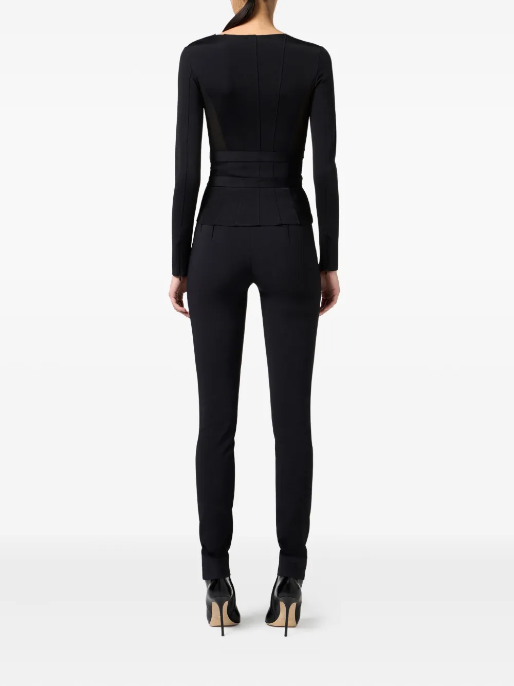 Elisabetta Franchi T-shirt met korsetdetail en lange mouwen Zwart