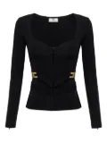 Elisabetta Franchi corset-detail long-sleeve T-shirt - Black