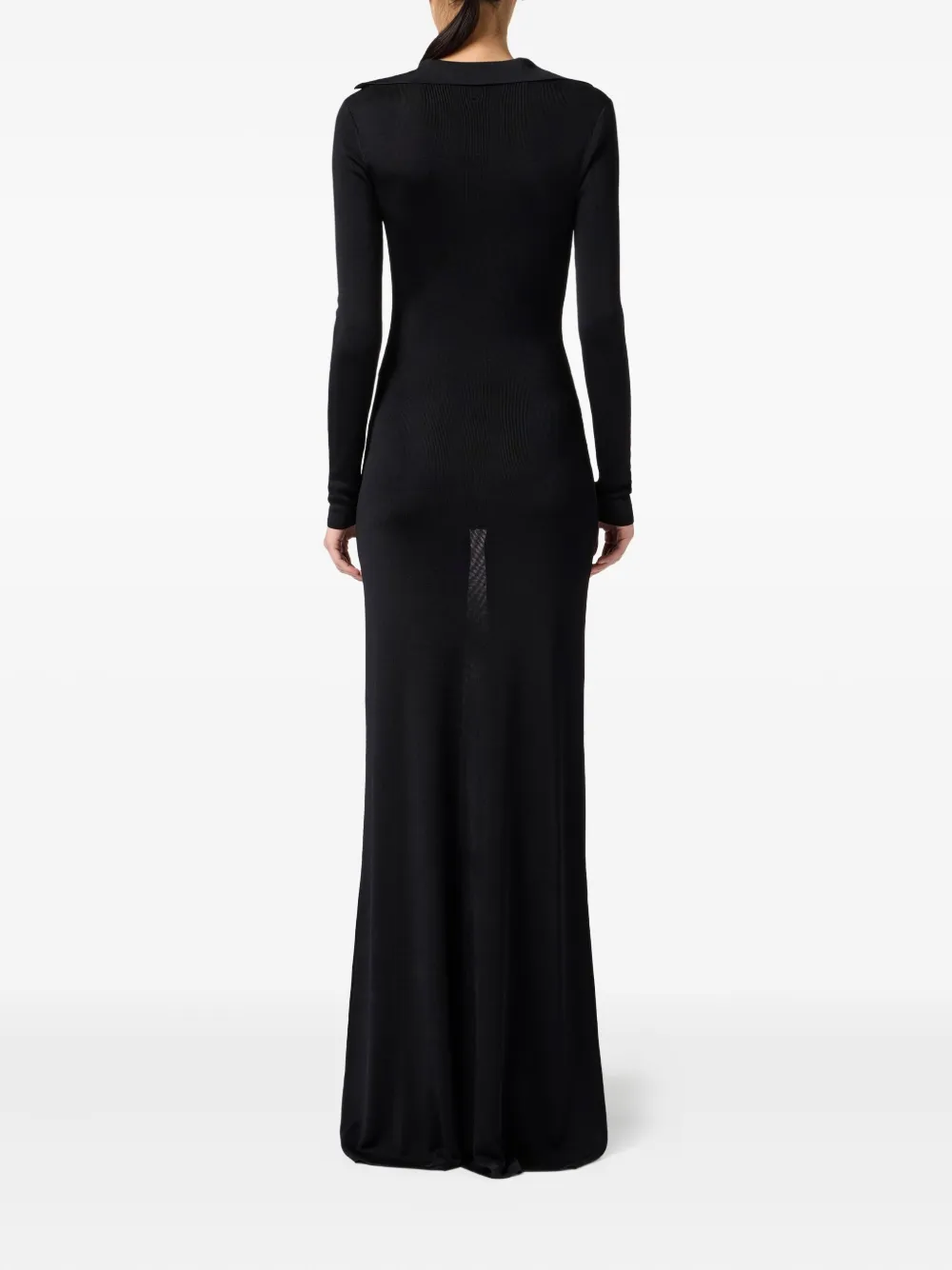 Elisabetta Franchi V-neck Button-details Maxi Dress In Black