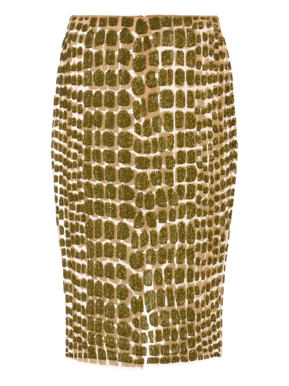 Elisabetta Franchi Bead-embellished Midi Skirt In Brown