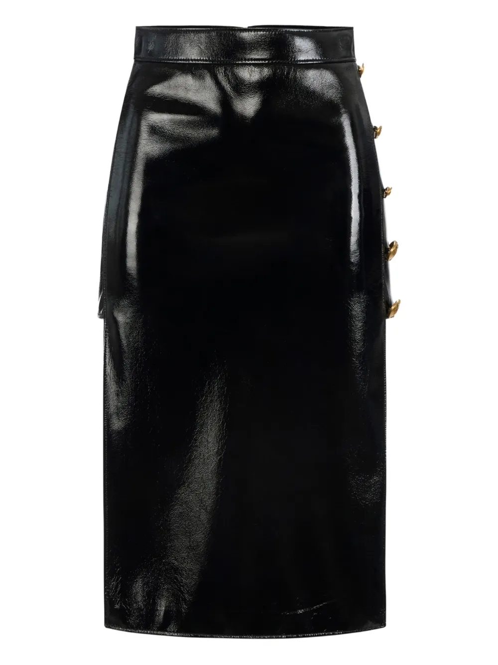 Elisabetta Franchi Midi-rok met knoopdetail en split Zwart