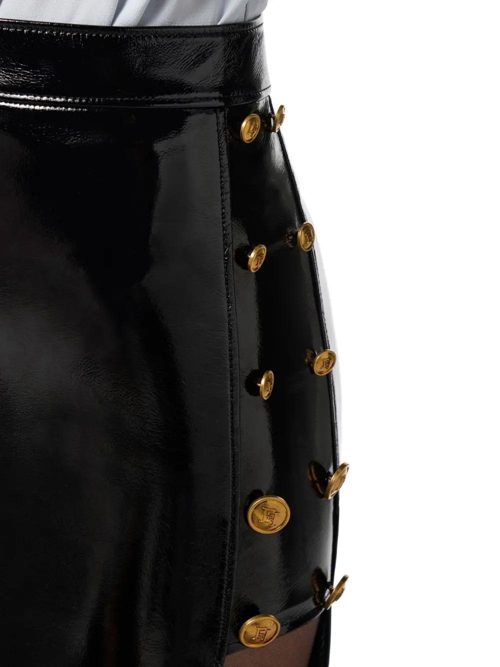 Elisabetta Franchi Midi-rok met knoopdetail en split Zwart