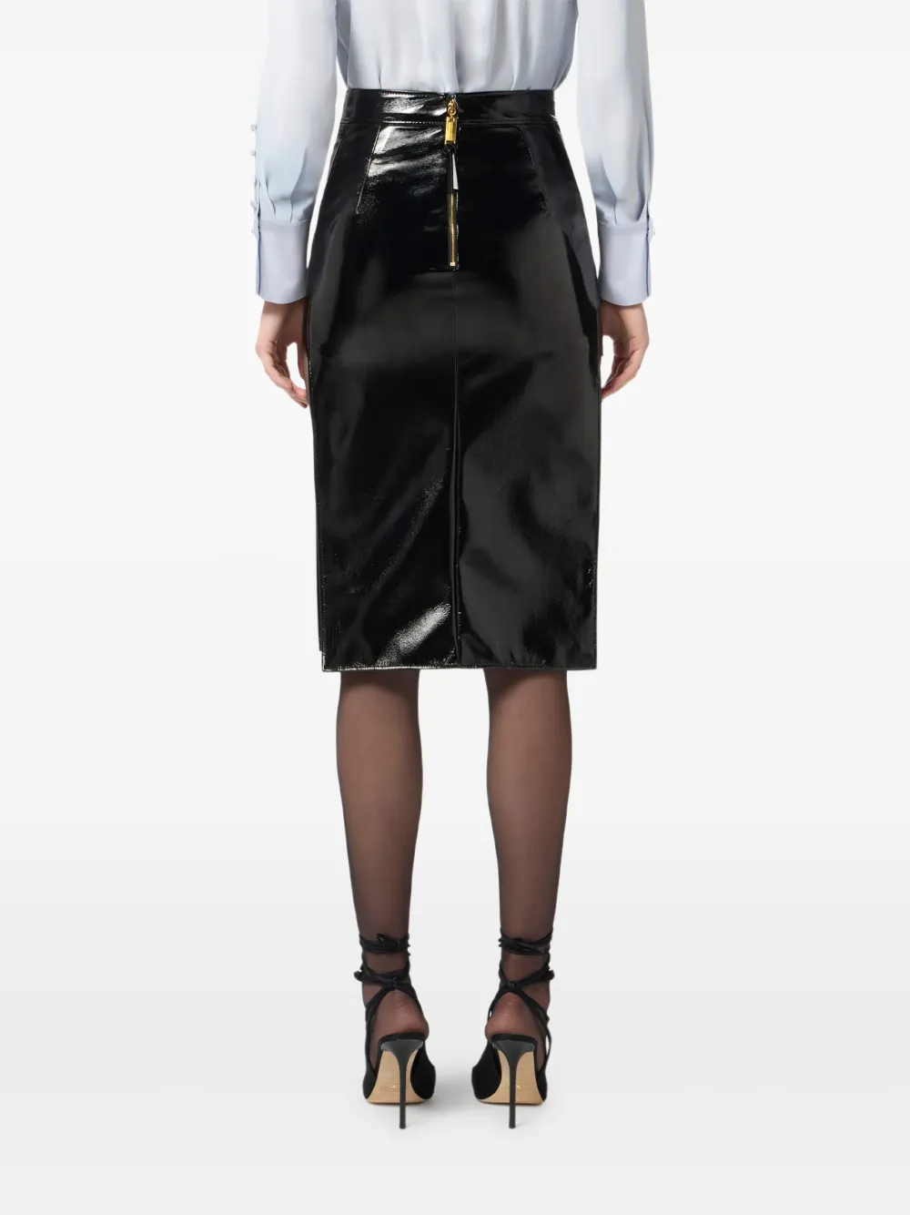 Elisabetta Franchi Midi-rok met knoopdetail en split Zwart