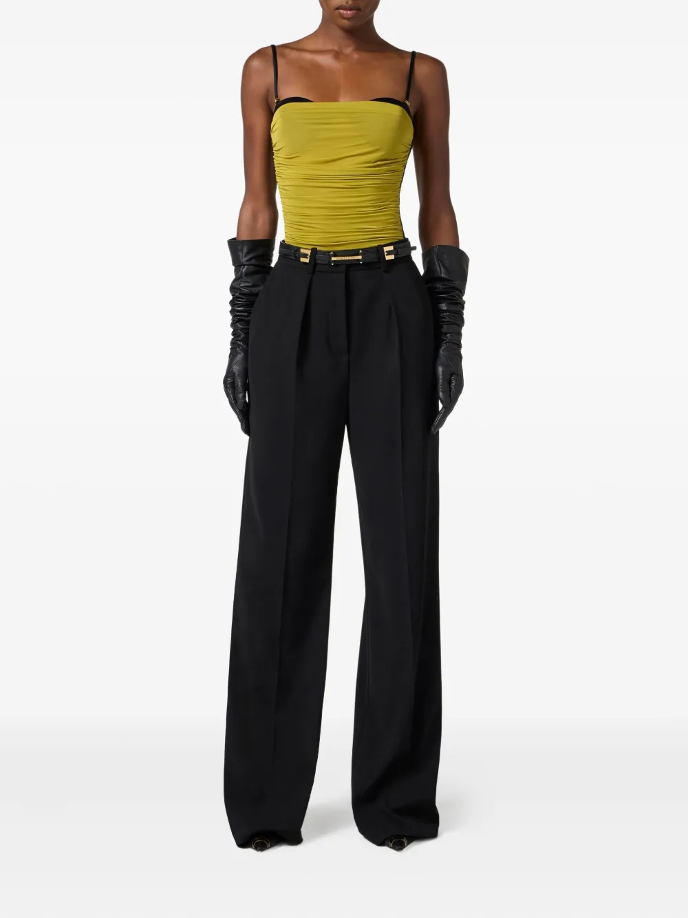 Elisabetta Franchi Body met ruches Geel