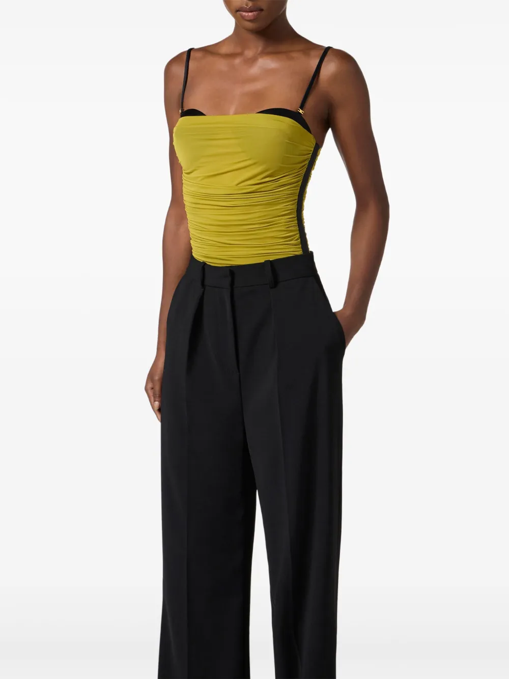 Elisabetta Franchi Body met ruches Geel