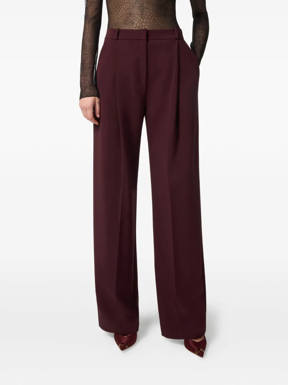 Elisabetta Franchi High waist pantalon Rood